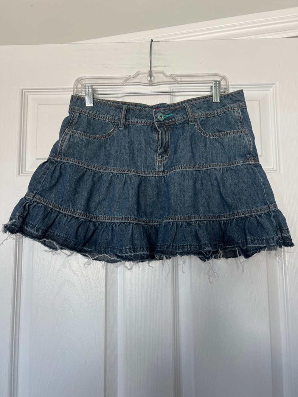 Smart Set Dark Blue Tiered Ruffle Denim Mini Skirt